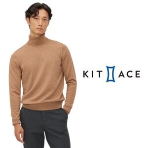 Kit & Ace NWT Sunday Merino Wool Turtleneck Sweater Dark Camel Melange - Small